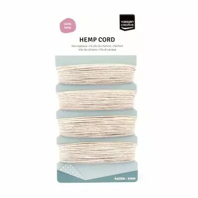 Hemp Cord Assortiment Ecru 4x10 m�tres 1 mm
