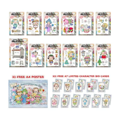 Janet Klein Season Of Sparkle Stamp Bundle + A4 Free Poster and Bio Cards
