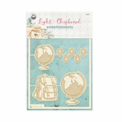 Light chipboard embellishments Travel Journal