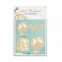 Light chipboard embellishments Travel Journal