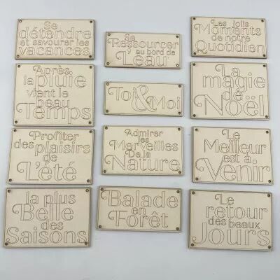 LOT 12 ETIQUETTES MOTS CARTON BOIS POUR PROJECT LIFE
