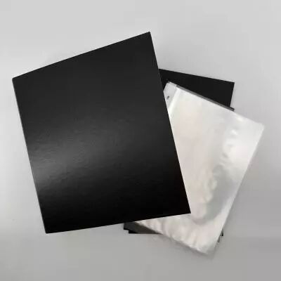 LOT CLASSEUR A5 3 CM + POCHETTES + FEUILLES NOIRES