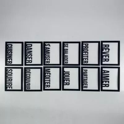 LOT DE 12 CARTES PROJECT LIFE CADRES MOTS DU QUOTIDIEN - NOIR