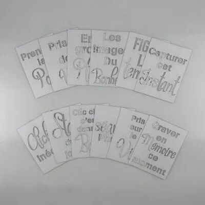 LOT DE 12 CARTES PROJECT LIFE MOTS EVIDES PHOTO - BLANC