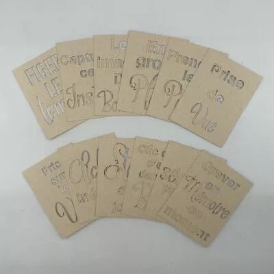 LOT DE 12 CARTES PROJECT LIFE MOTS EVIDES PHOTO - KRAFT CLAIR