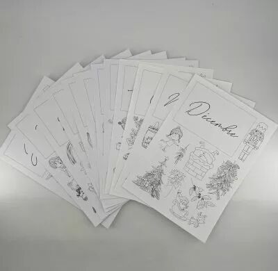 LOT DE 12 FEUILLES ILLUSTRATIONS ET MOIS PROJECT LIFE \ FEE TA VIE\ 
