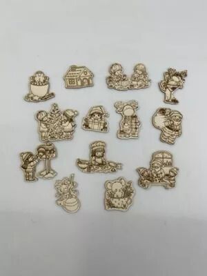 LOT DE 13 EMBELLISSEMENTS CARTON BOIS NOEL