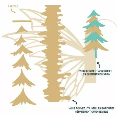Lot de 2 dies - Sapins et bordures enneig�es