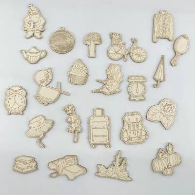 LOT DE 22 EMBELLISSEMENTS CARTON BOIS POUR PROJECT LIFE