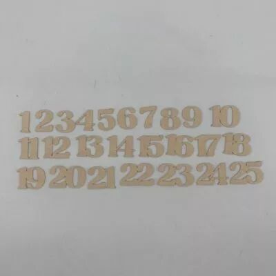 LOT DE 25 DECOUPES CHIFFRES 1,3 CM PAPIER KRAFT CLAIR
