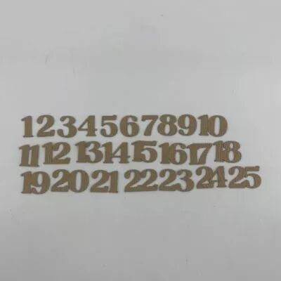 LOT DE 25 DECOUPES CHIFFRES 1,3 CM PAPIER MARRON CLAIR