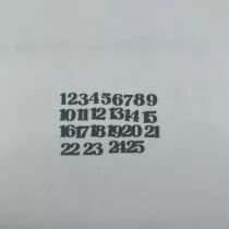 LOT DE 25 DECOUPES CHIFFRES 1,3 CM PAPIER VERT FONCE