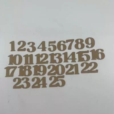 LOT DE 25 DECOUPES CHIFFRES 2,3 CM PAPIER MARRON CLAIR