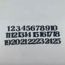 LOT DE 25 DECOUPES CHIFFRES 2,3 CM PAPIER NOIR