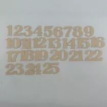 LOT DE 25 DECOUPES CHIFFRES 3,2 CM PAPIER KRAFT CLAIR