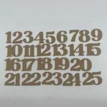 LOT DE 25 DECOUPES CHIFFRES 3,2 CM PAPIER MARRON CLAIR