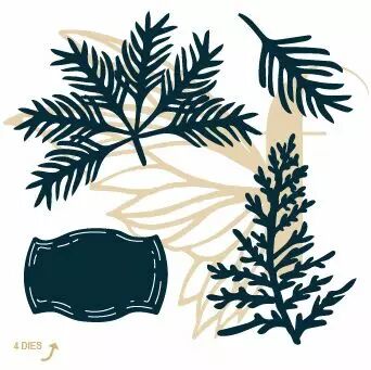 lot de 4 dies feuillages de la for�t