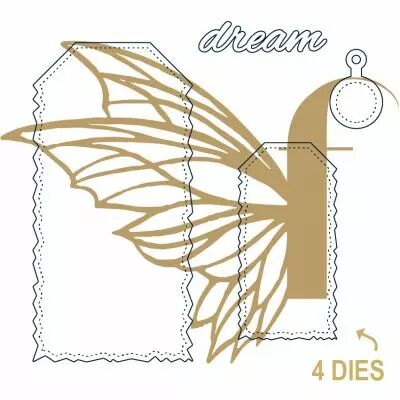 Lot de 4 dies tags d�chir�s - dream