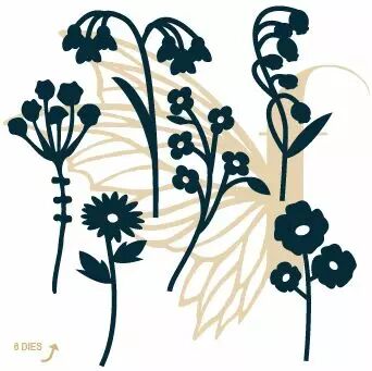 lot de 5 dies fleurs sur tige