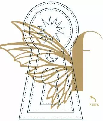 Lot de 5 dies serrure, lune et �toiles 