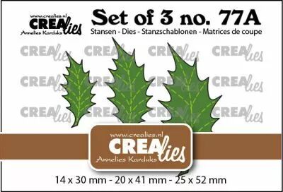 Matrice de coupe Set of 3 Leaves 22 Solid Holly Leafs with stitchline (mirror image)