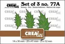 Matrice de coupe Set of 3 Leaves 22 Solid Holly Leafs with stitchline (mirror image)
