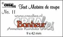 Matrice de coupe texte no. 11, Bonheur