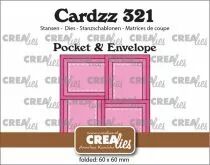 Matrice de d&eacute;coupe Cardzz n&deg; 321, Pochette et enveloppe &agrave; 4 rabats rectangulaires, 6 x 6 cm