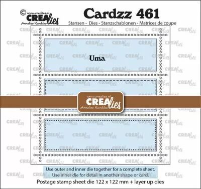 Matrice de d�coupe Cardzz n� 461, feuille de timbres carr�s Uma avec 3 rectangles