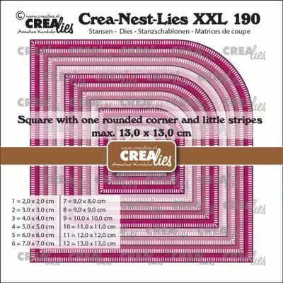 Matrices Crea-Nest-Lies XXL n� 190, Carr�s � un coin arrondi avec petits tirets
