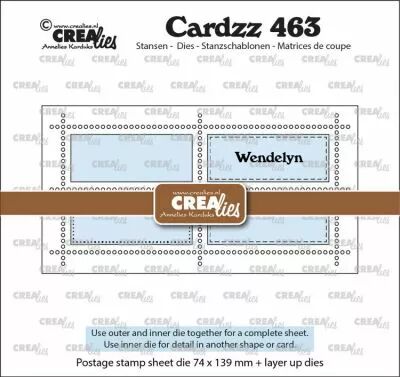 Matrices de d�coupe Cardzz n� 463, feuille de tampons Mini Slimline Wendelyn avec 4 rectangles horizontaux