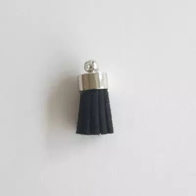 MINI POMPON ARGENT - NOIR