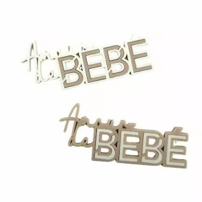 MOT EN PLEXI BICOLORE AMOUR DE B�B� BEIGE / BLANC