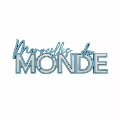 MOT EN PLEXI BICOLORE MERVEILLES DU MONDE BLEU / BLANC