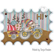 Nellie\'s Cuties Clear Stamp Easter Gnom on Tractor