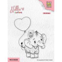 Nellie\'s Cuties Clear Stamp Elephant With Heart Balloon