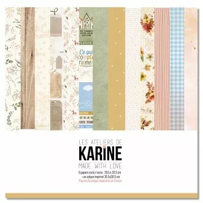 Pack 6 papiers imprim�s + 1 calque Made with love