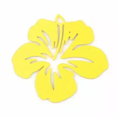 PENDENTIF COLORE FLEUR HIBISCUS JAUNE