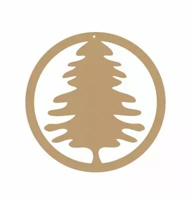 PETIT CERCLE A DECORER MDF 3 MM AVEC DECOUPE SAPIN