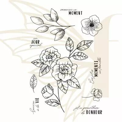 PLANCHE DE TAMPONS NON MONTES A6 FLEURS 1