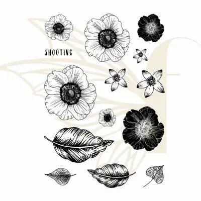 PLANCHE DE TAMPONS NON MONTES A6 FLEURS