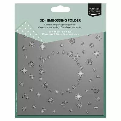 Plaque a embosser 3D Classeur de Gaufrage Neige & �toiles 15x15cm