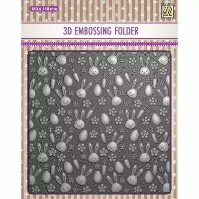 PLAQUE A EMBOSSER 3D Lapins et Carottes 15x15cm