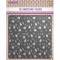 PLAQUE A EMBOSSER 3D Lapins et Carottes 15x15cm