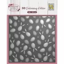 PLAQUE A EMBOSSER 3D Lapins et �ufs de P&acirc;ques 15x15cm