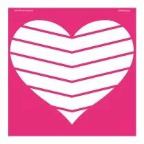 POCHOIR 30x30 CM COEUR AVEC CHEVRONS FINS