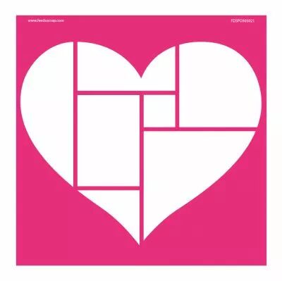 POCHOIR 30x30 CM COEUR AVEC RECTANGLES 1