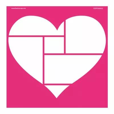 POCHOIR 30x30 CM COEUR AVEC RECTANGLES 2