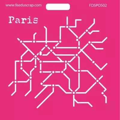 POCHOIR CARTE DU METRO PARIS