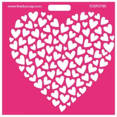 Pochoir coeur en coeurs